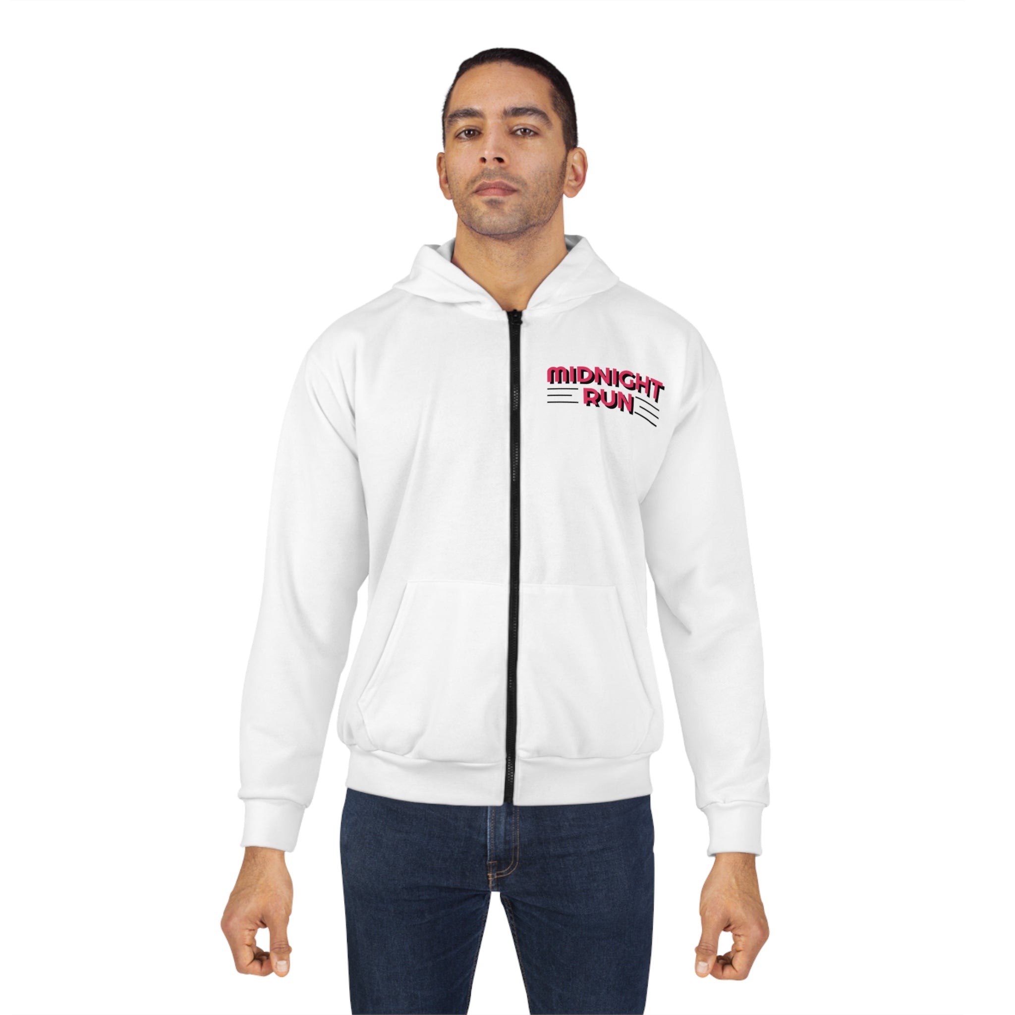 Copy of Midnight Run /Best Friends Unisex Zip Hoodie - Fun Cartoon Design On The Back For Friendship Celebrations