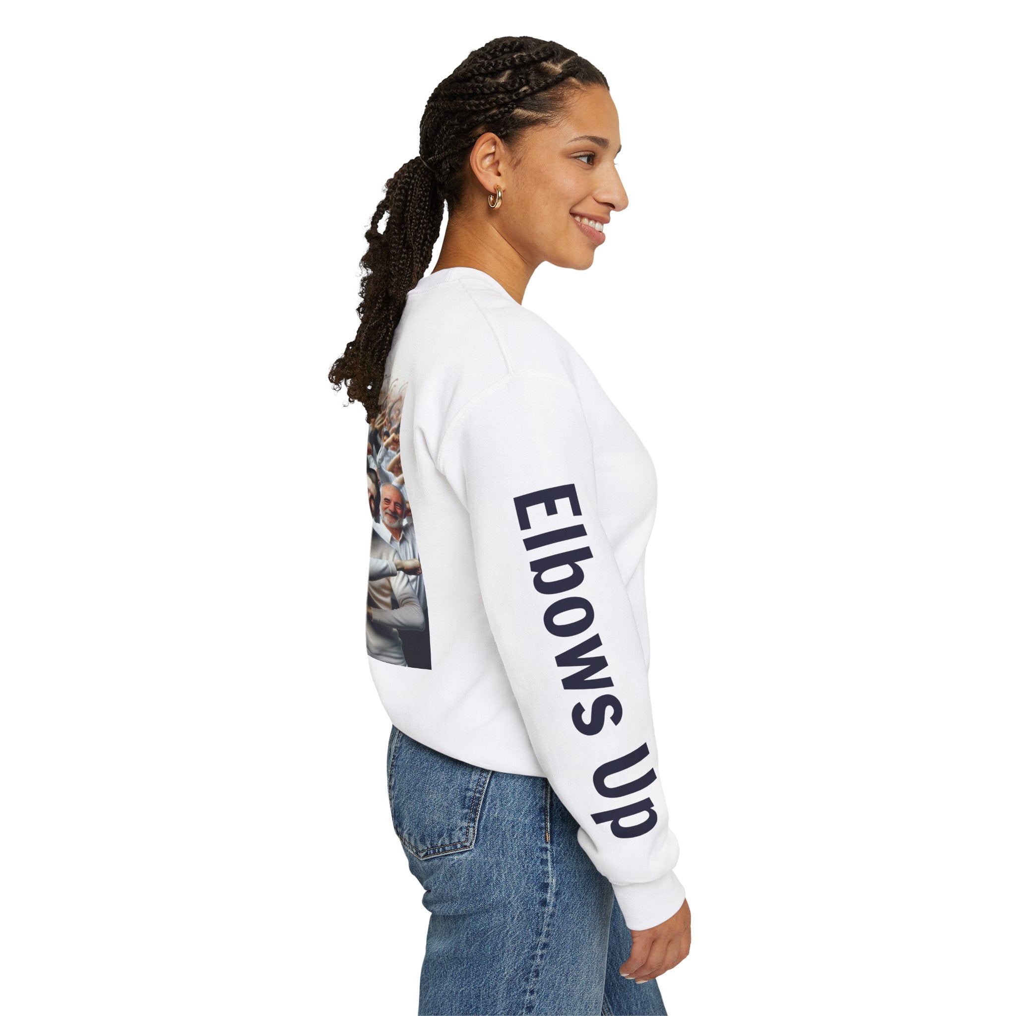 Unisex Crewneck Sweatshirt - "Elbows Up" Motivational Design - Perfect for Everyday Wear