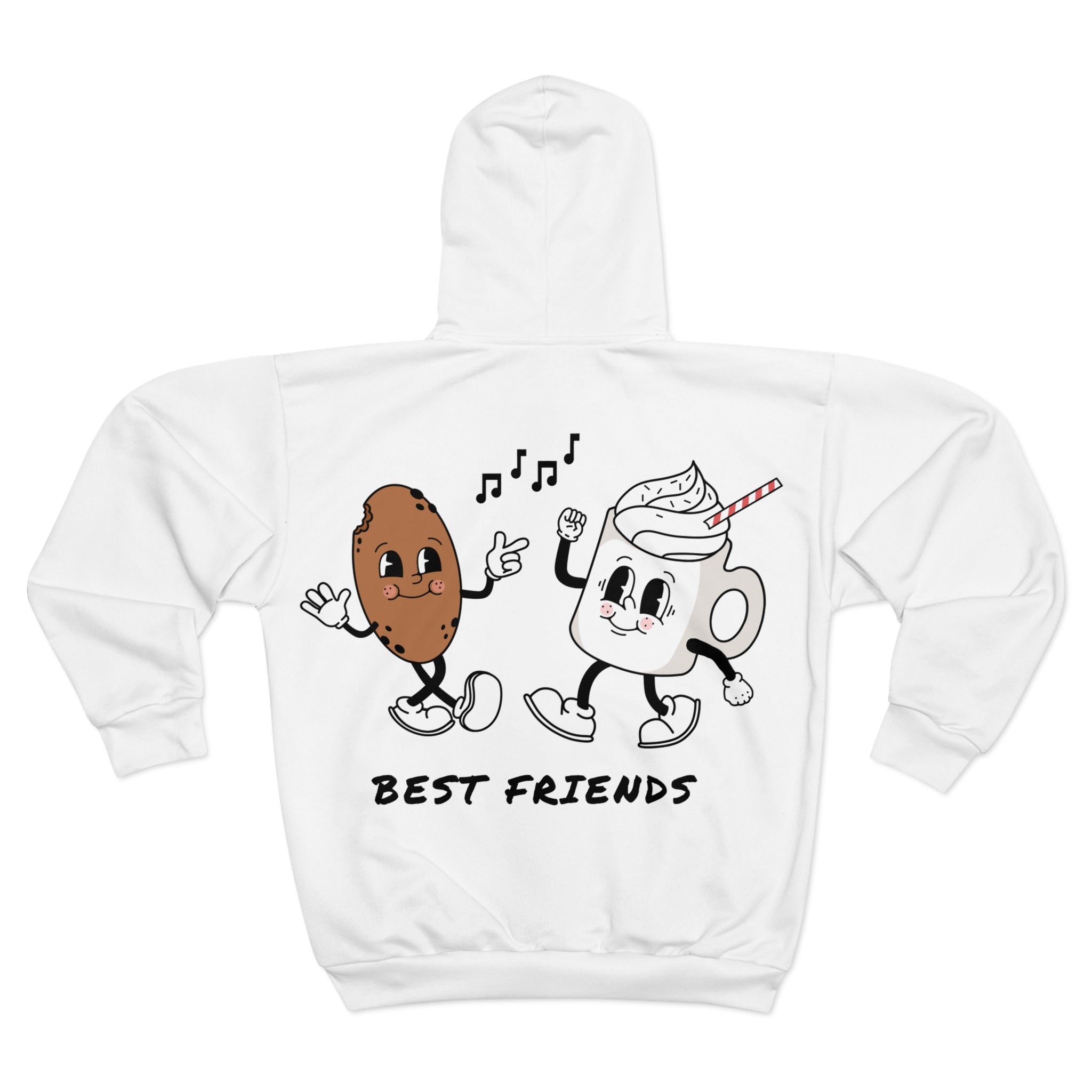 Best Friends Unisex Zip Hoodie - Fun Cartoon Design for Friendship Celebrations