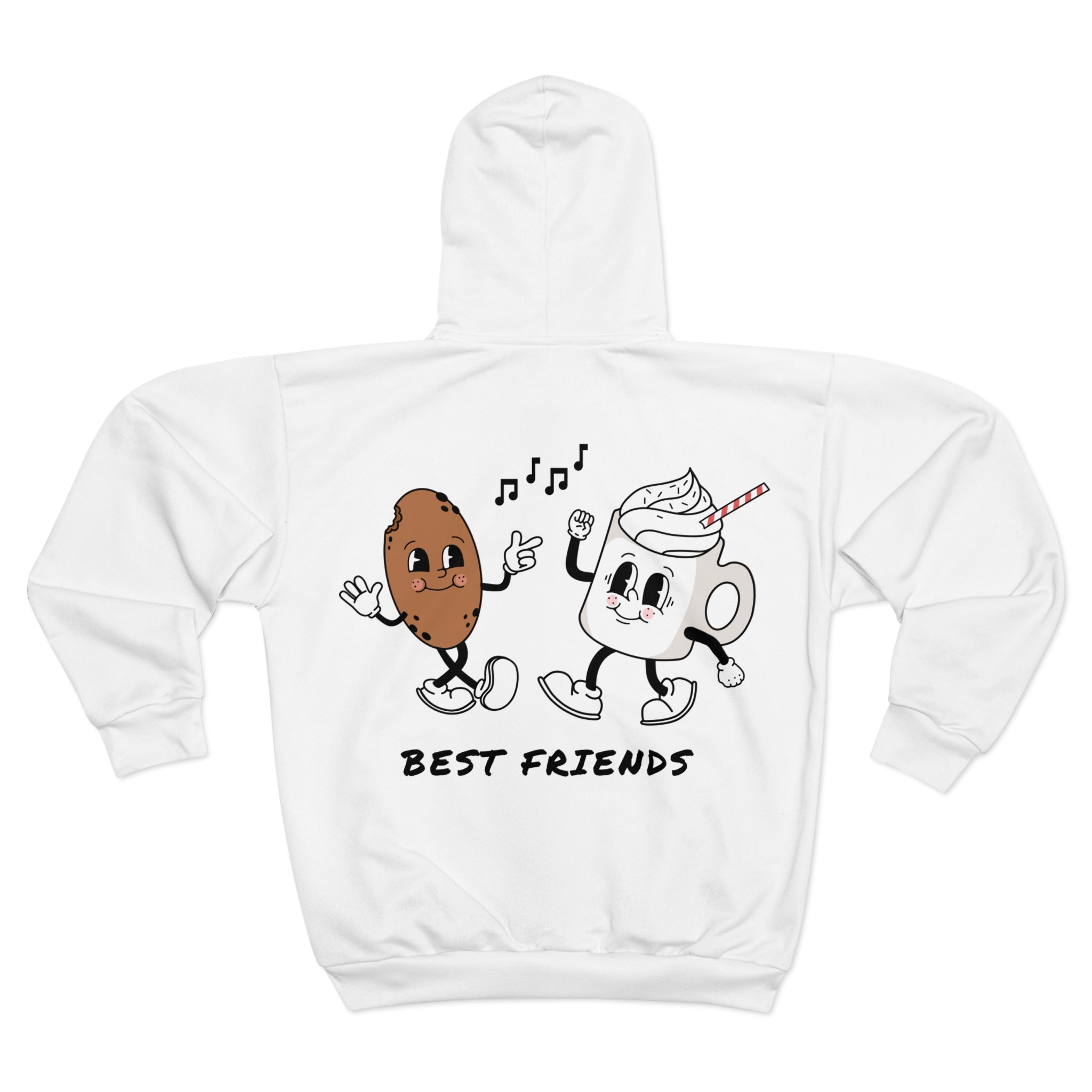 Copy of Midnight Run /Best Friends Unisex Zip Hoodie - Fun Cartoon Design On The Back For Friendship Celebrations