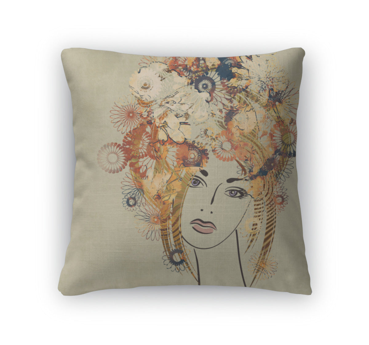 Throw Pillow, Art Sketching Beautiful Girl Face