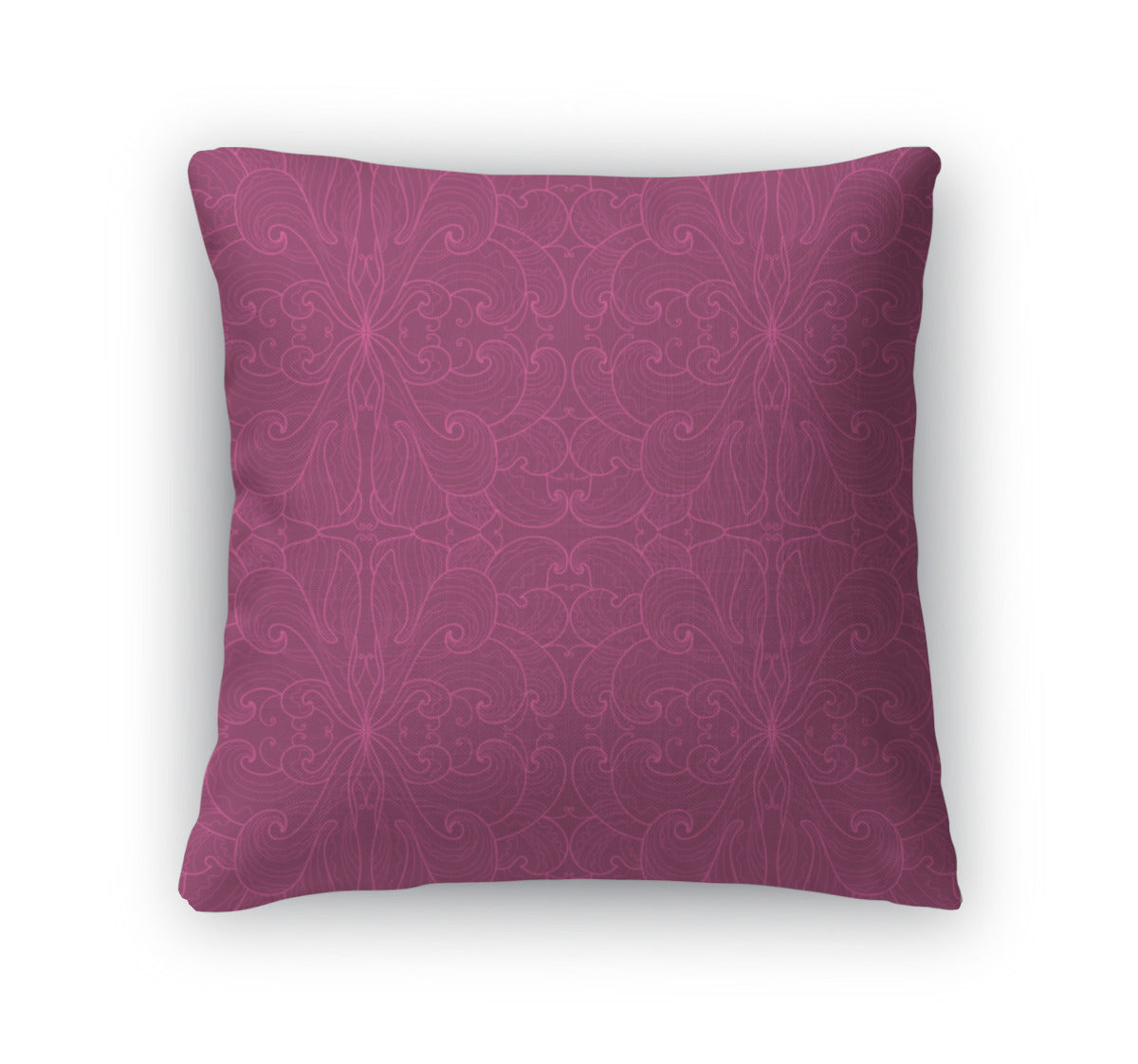 Throw Pillow, Floral Pattern On A Dark Pink