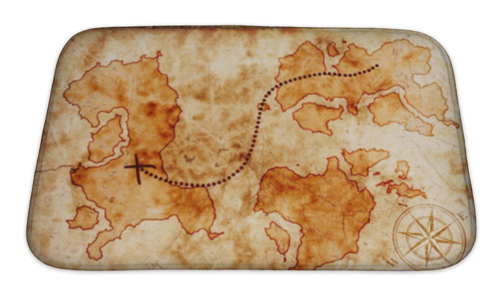 Custom Bathroom Mat, Old Treasure Map