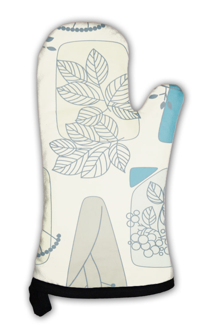 Oven Mitt, Floral Retro Pattern