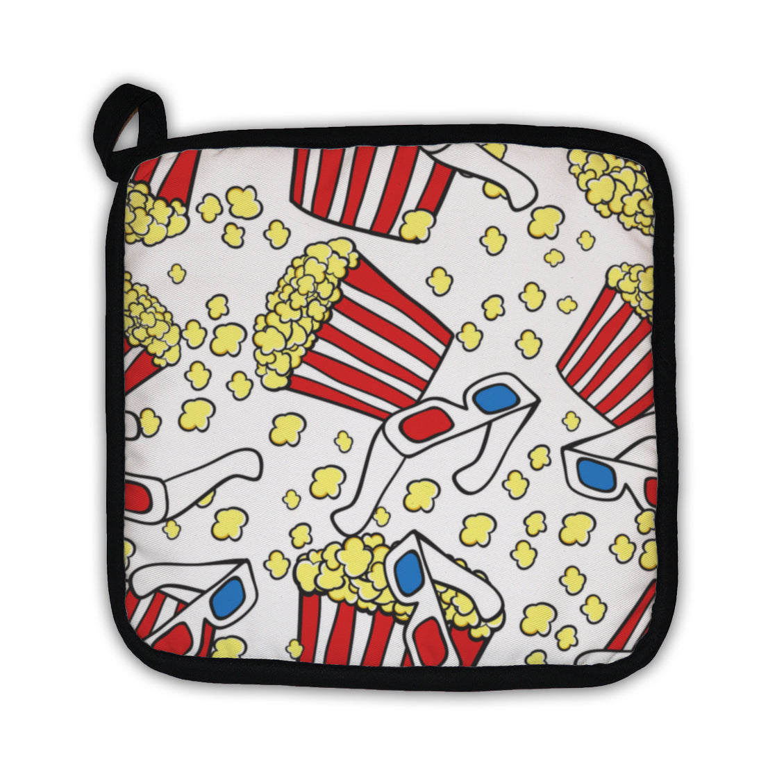 Potholder, Pattern With Cinema Symbols Popcorn And 3d Glasses