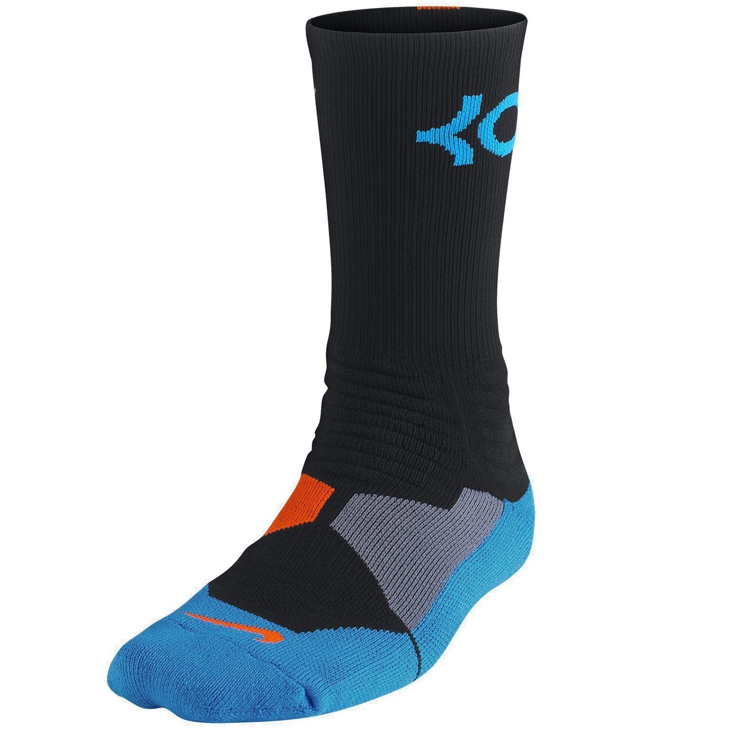 Nike KD Kevin Durant Hyper Elite Cushioned Men's Basketball Crew Socks - Black / Blue /Orange