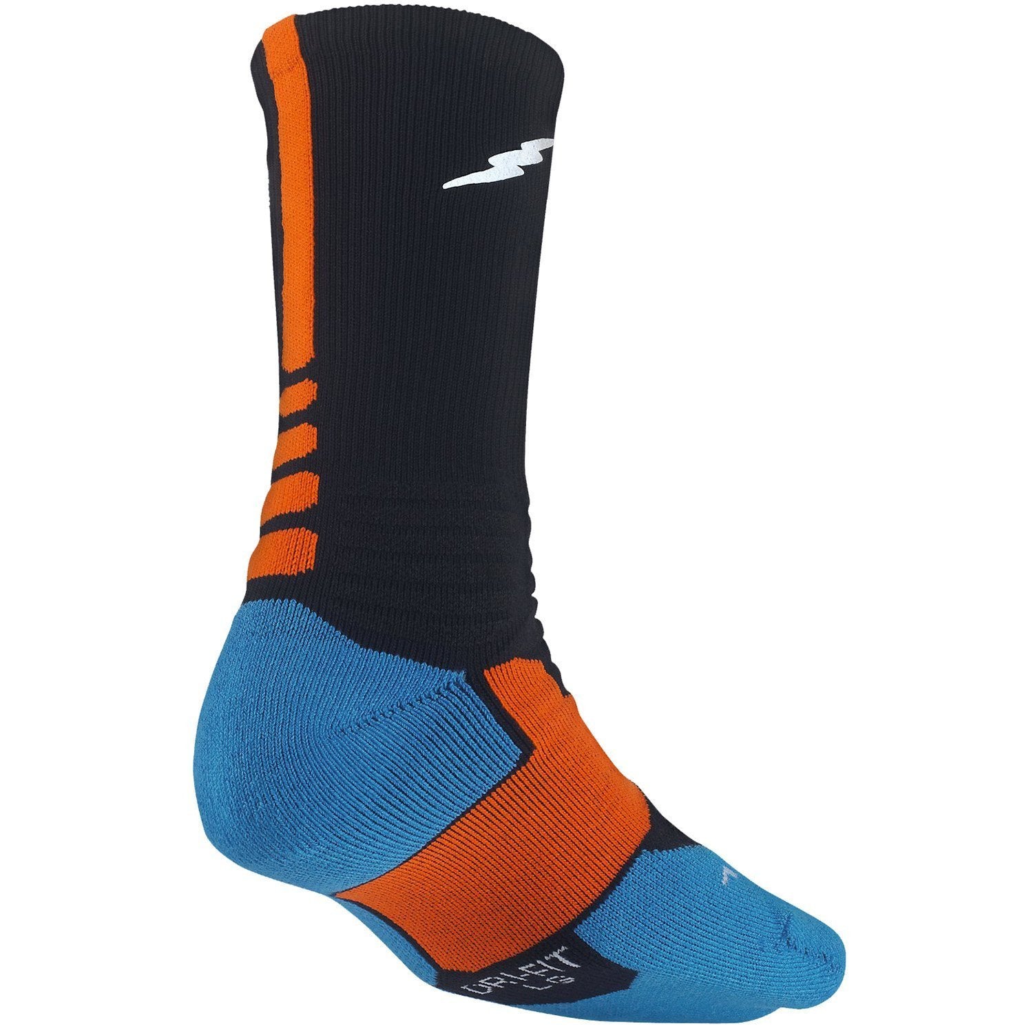 Nike KD Kevin Durant Hyper Elite Cushioned Men's Basketball Crew Socks - Black / Blue /Orange