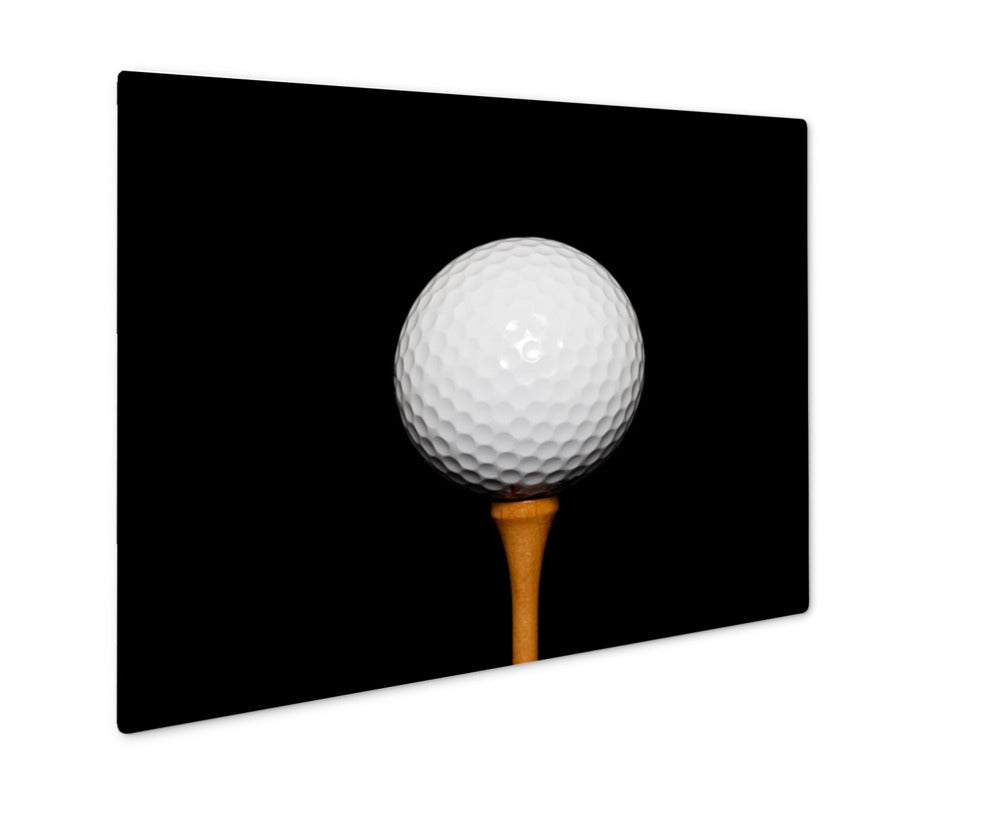 Metal Panel Print, Golf Ball On Teepeg On Black