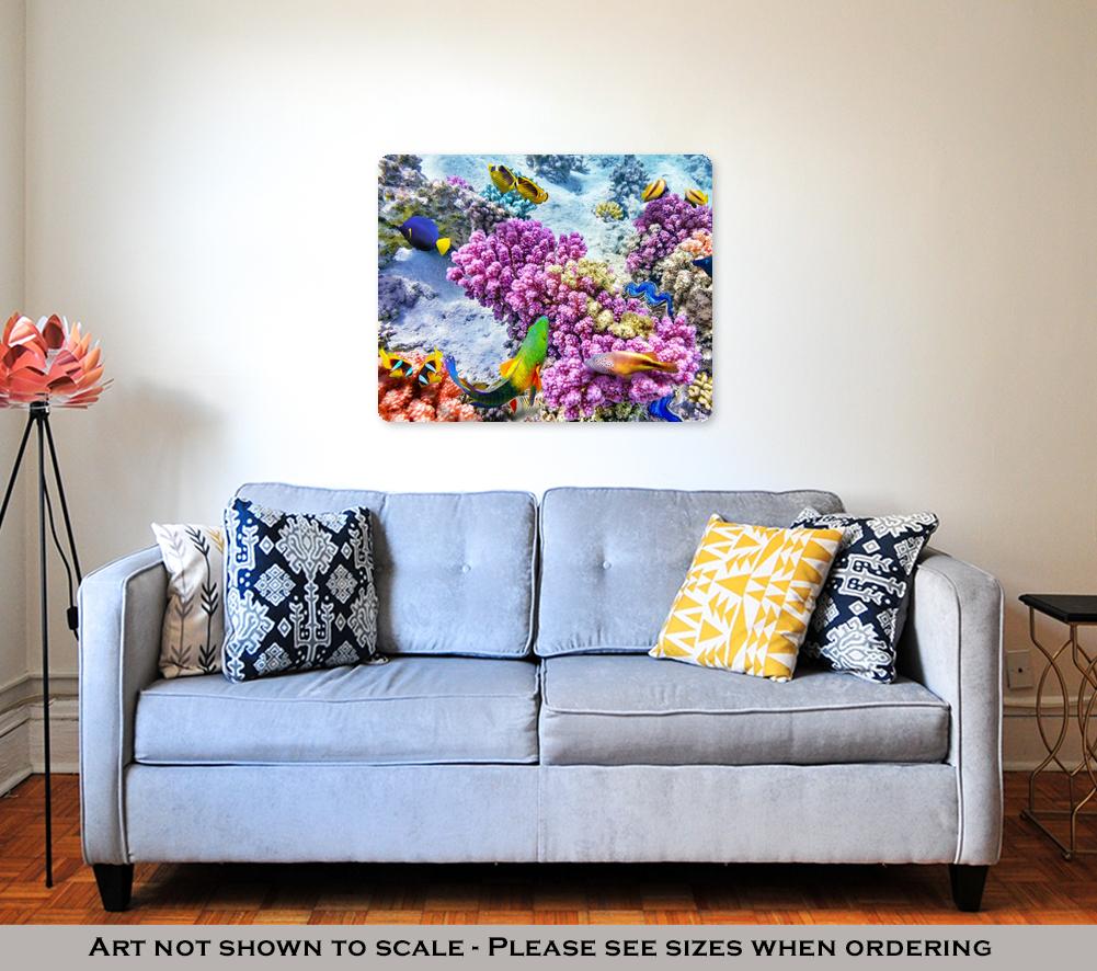 Metal Panel Print, Underwater World With Corals And Tropical Fish