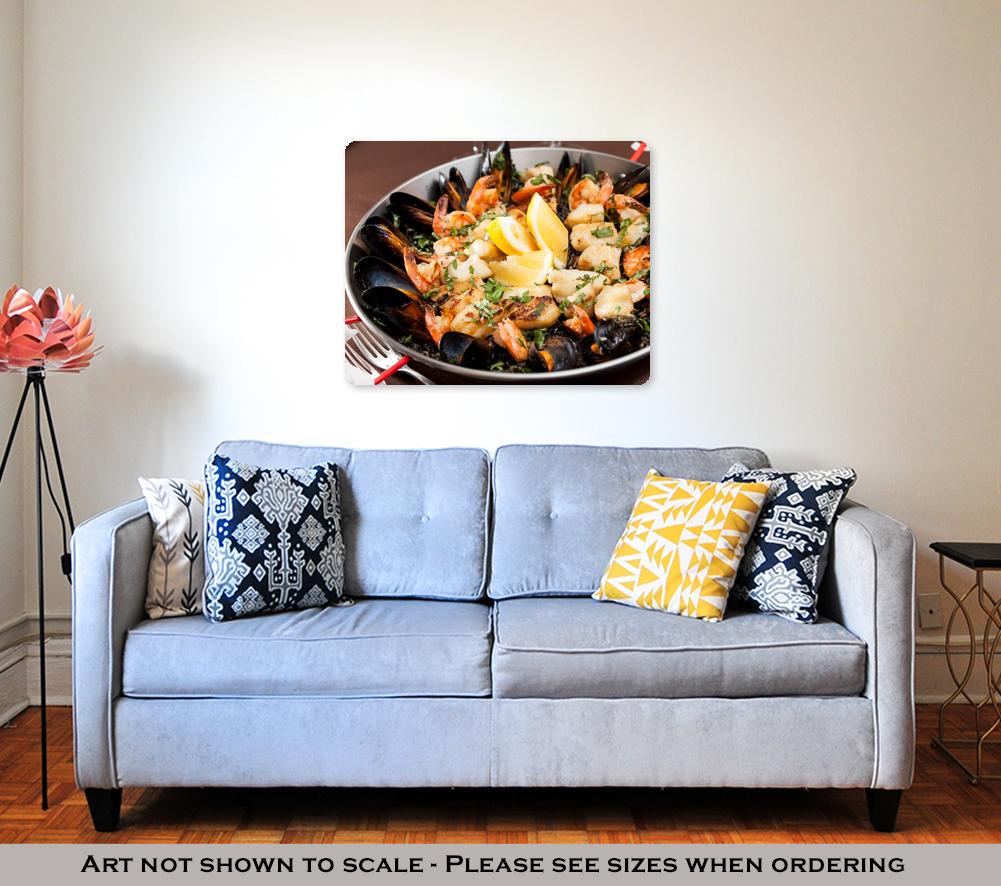 Metal Panel Print, Barcelonseafood Paellin Fry Pan