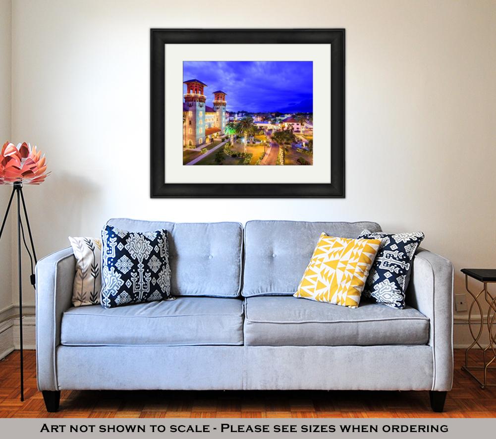 Framed Print, St Augustine Florida USA Townscape Over Alcazar Courtyard