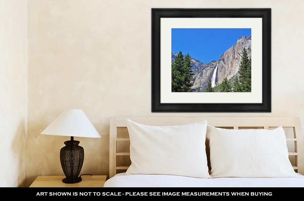 Framed Print, California View Of Yosemite Falls In Yosemite National Park