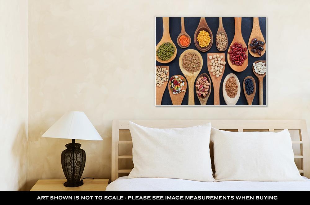 Gallery Wrapped Canvas, Various Legumes In Wooden Spoons