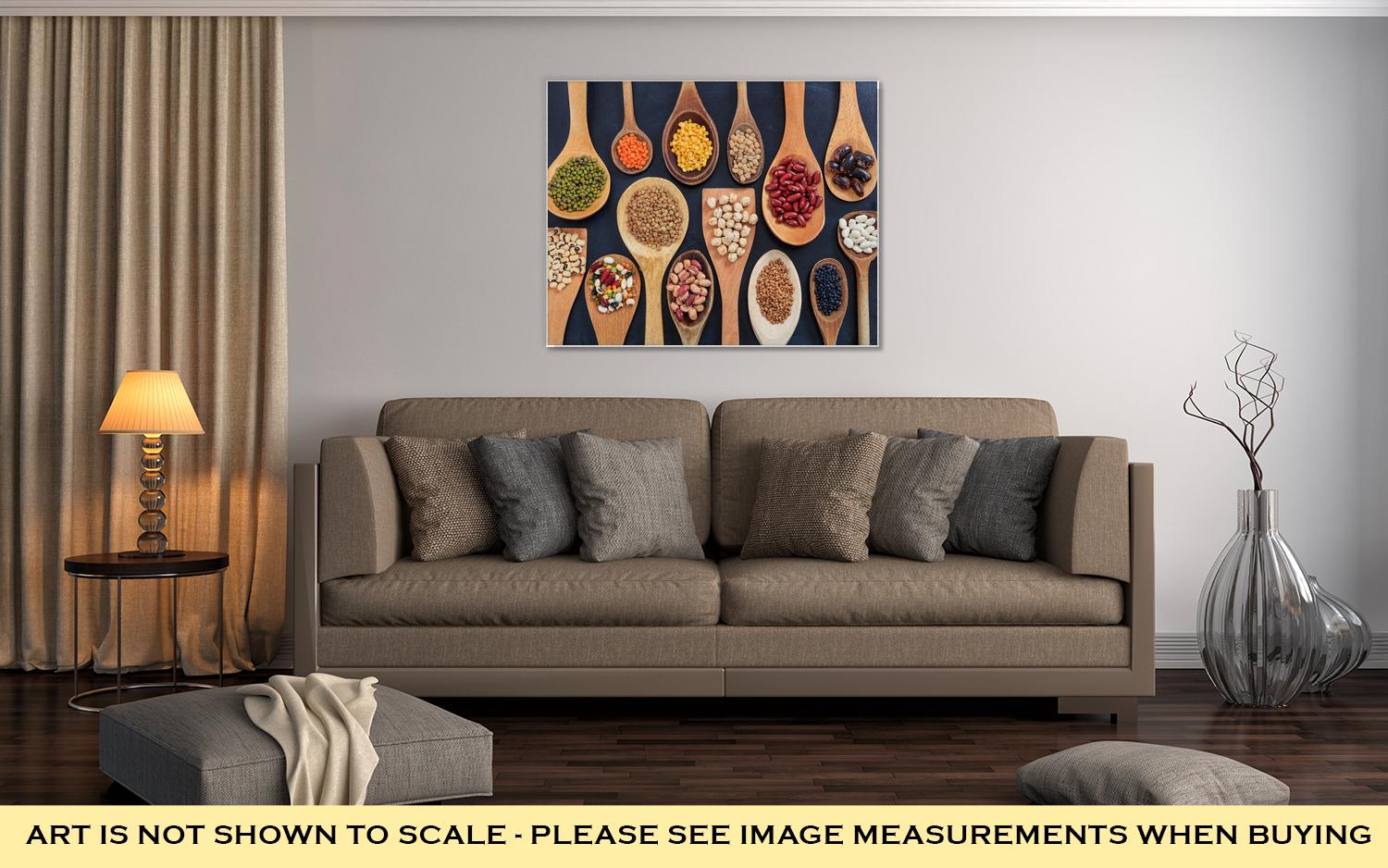 Gallery Wrapped Canvas, Various Legumes In Wooden Spoons