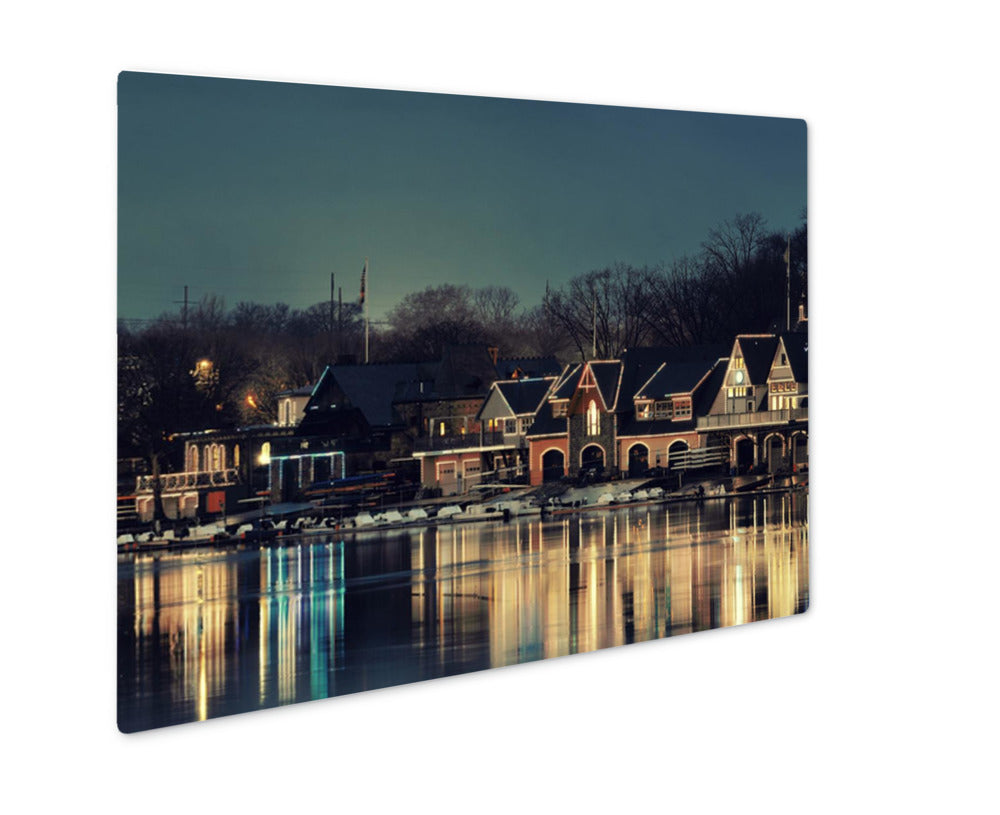 Metal Panel Print, Boathouse Row In Philadelphia As The Famous Historical Landmark