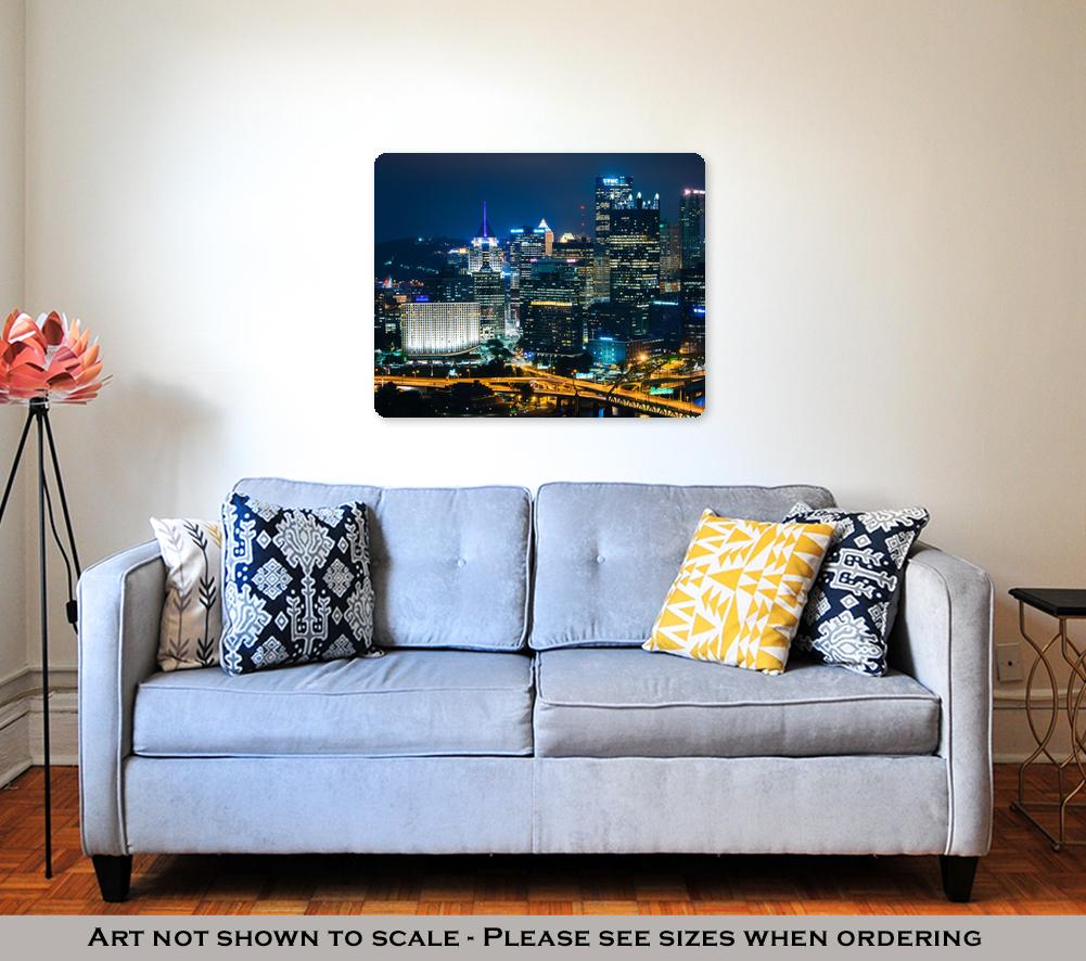 Metal Panel Print, Night View Of Pittsburgh From The Top Of The Duquesne Incline In