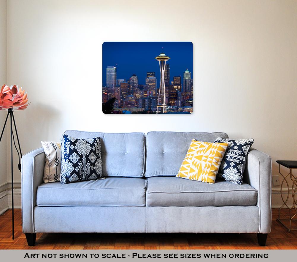 Metal Panel Print, Seattle Skyline At Dusk