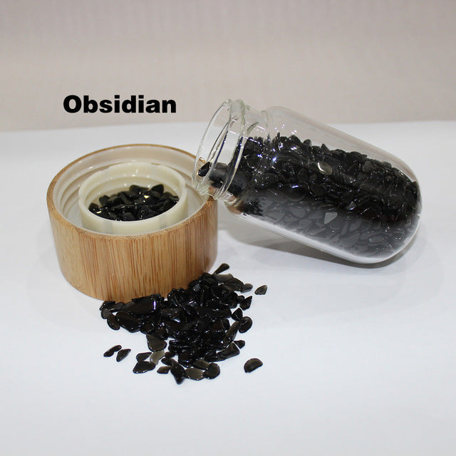 Natural Crystal Quartz Gravel Gemstone Healing Glass Energy Elixir Water Bottle