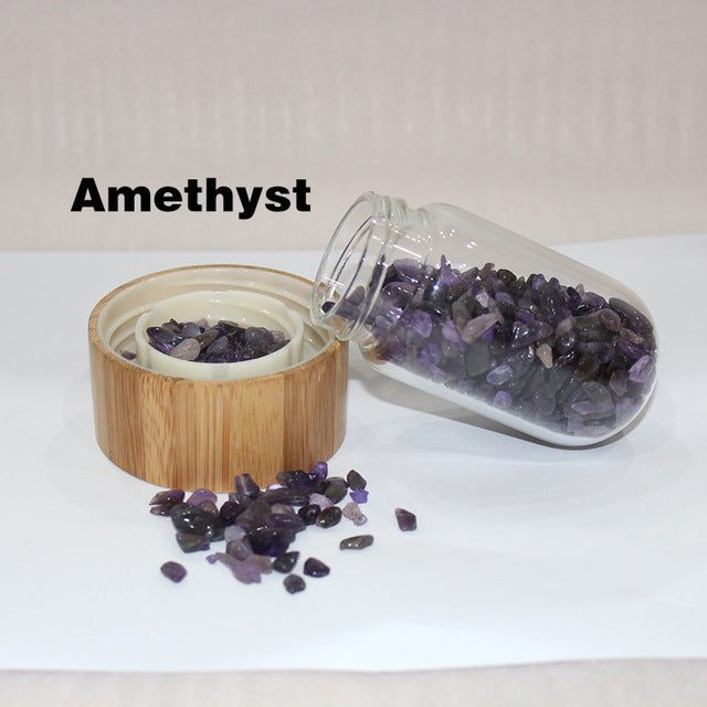 Natural Crystal Quartz Gravel Gemstone Healing Glass Energy Elixir Water Bottle