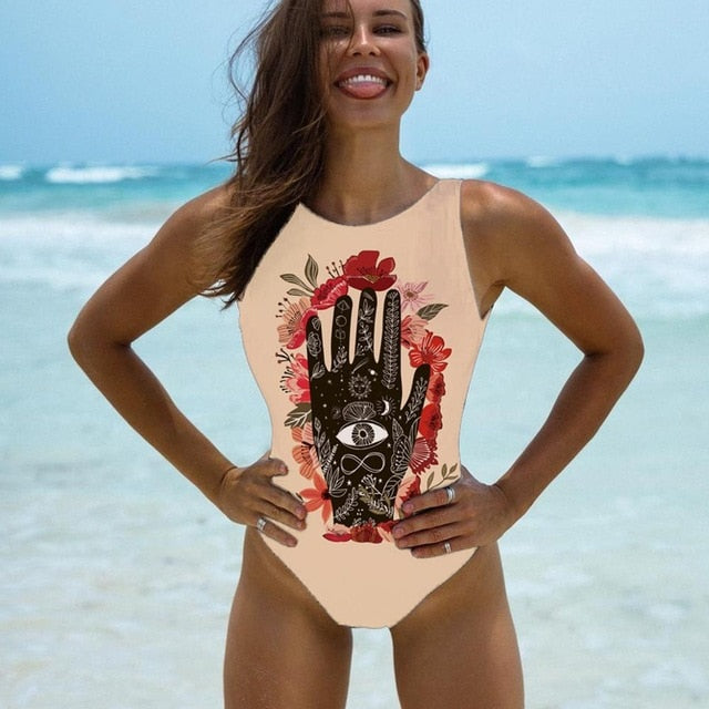 Women One-Piece Swimsuit Halter Print (The Best Of 2021)