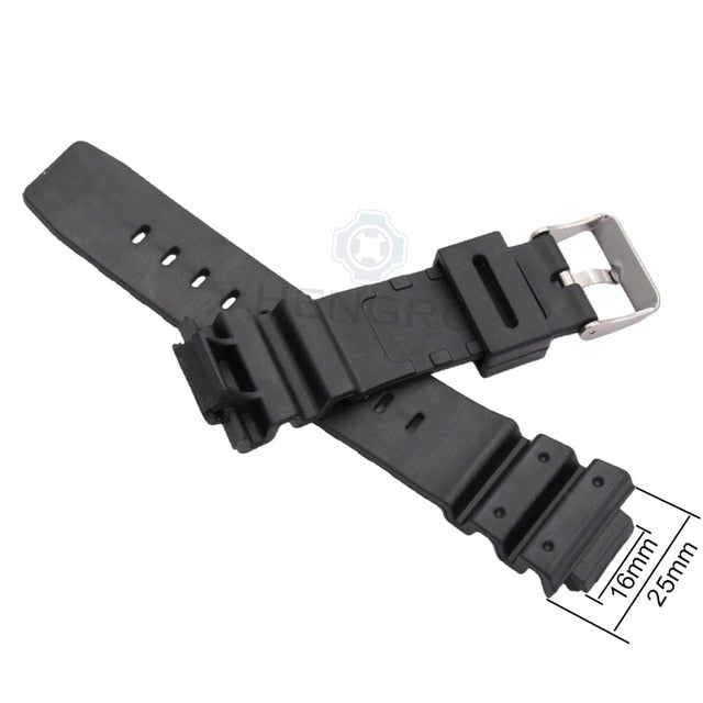 Silicone Watch Strap Band Men Black Sports Diving Rubber Watchbands Stainless Steel Buckle Accessories For Casio 9052 Series