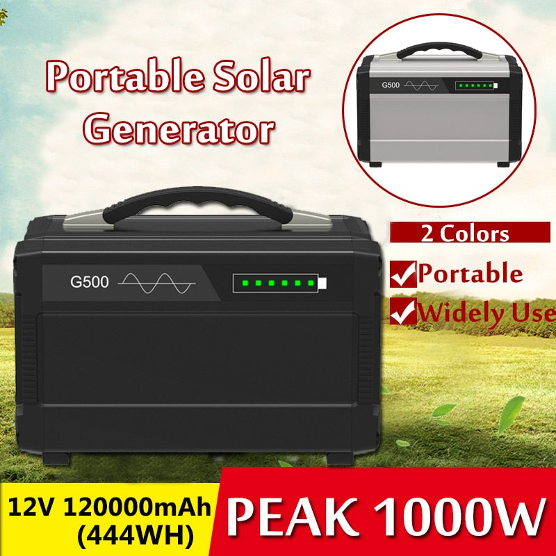 PORTABLE SOLAR GENERATOR  1000W MAX  120000 mAh  INVERTER