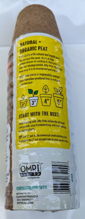 Jiffy Organic Seed Starting 3" Biodegradable Peat Pots