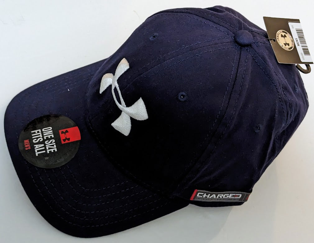 UNDER ARMOUR NAVY BASEBALL CAP WITH WHITE COLORED LOGO