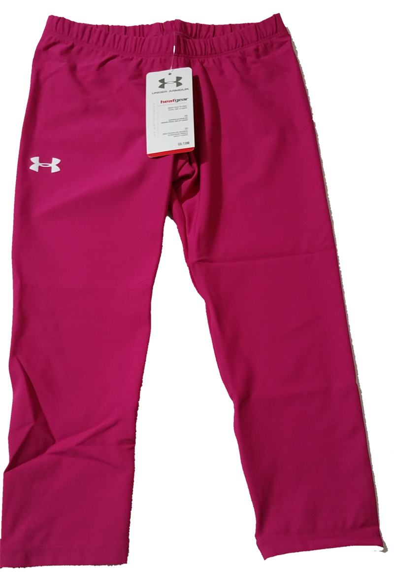 Women's Under Armour Heat Gear Compression Base Layer Capri Tights Pink (XS)