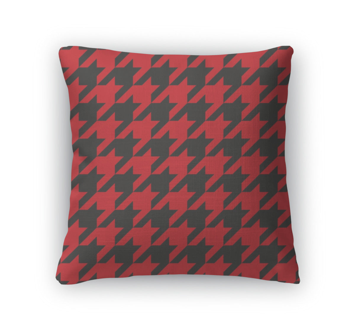 Throw Pillow, Hounds Tooth Red And Black Pattern Or Traditional Scottish Plaid Fabric For