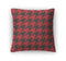 Throw Pillow, Hounds Tooth Red And Black Pattern Or Traditional Scottish Plaid Fabric For