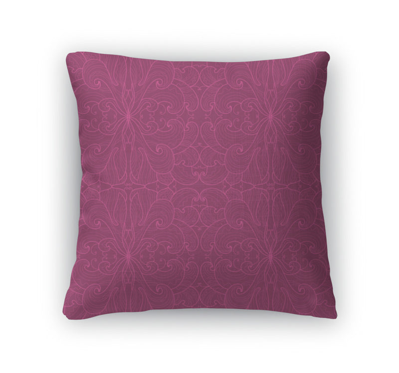 Throw Pillow, Floral Pattern On A Dark Pink
