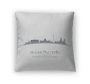 Throw Pillow, Washington Dc City Skyline Silhouette White