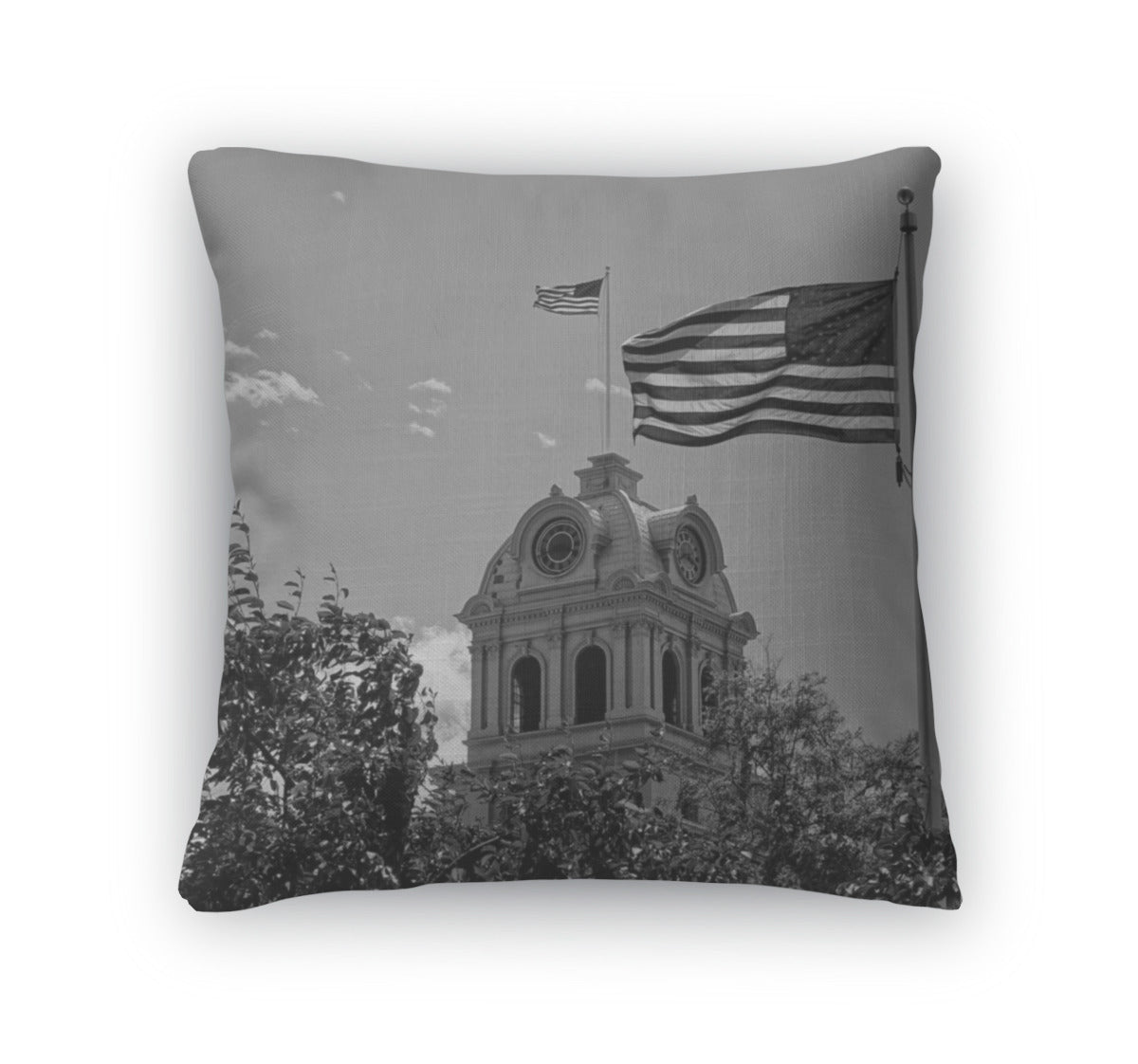 Throw Pillow, An American Flag Flies Atop Crook County Courthouse Prineville
