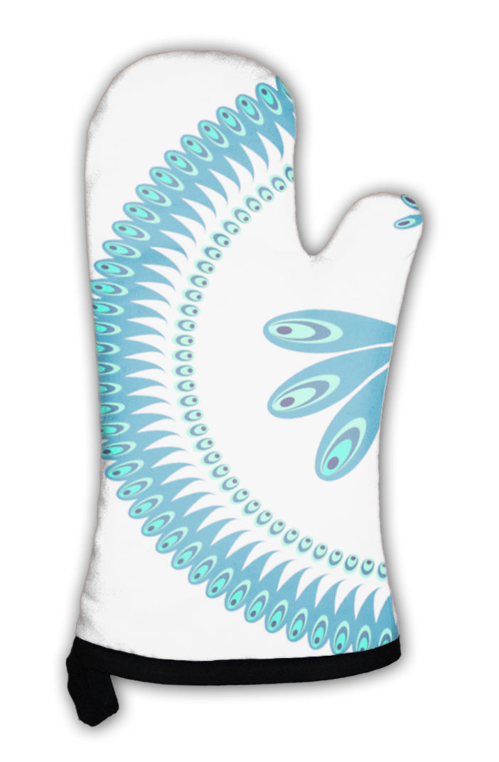 Oven Mitt, Peacock Decorative Pattern For Plate