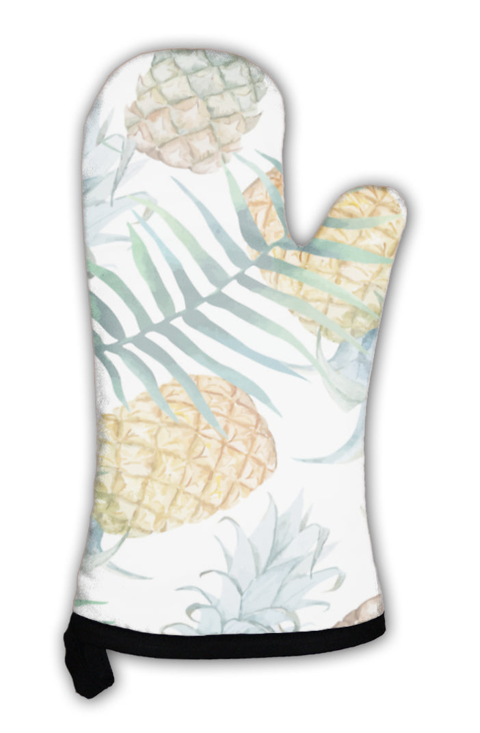 Oven Mitt, Watercolor Pineapples Tropical Plants And Fruits Exotic Pattern