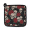 Potholder, Skulls And Roses Colorful Day Of The Dead Card