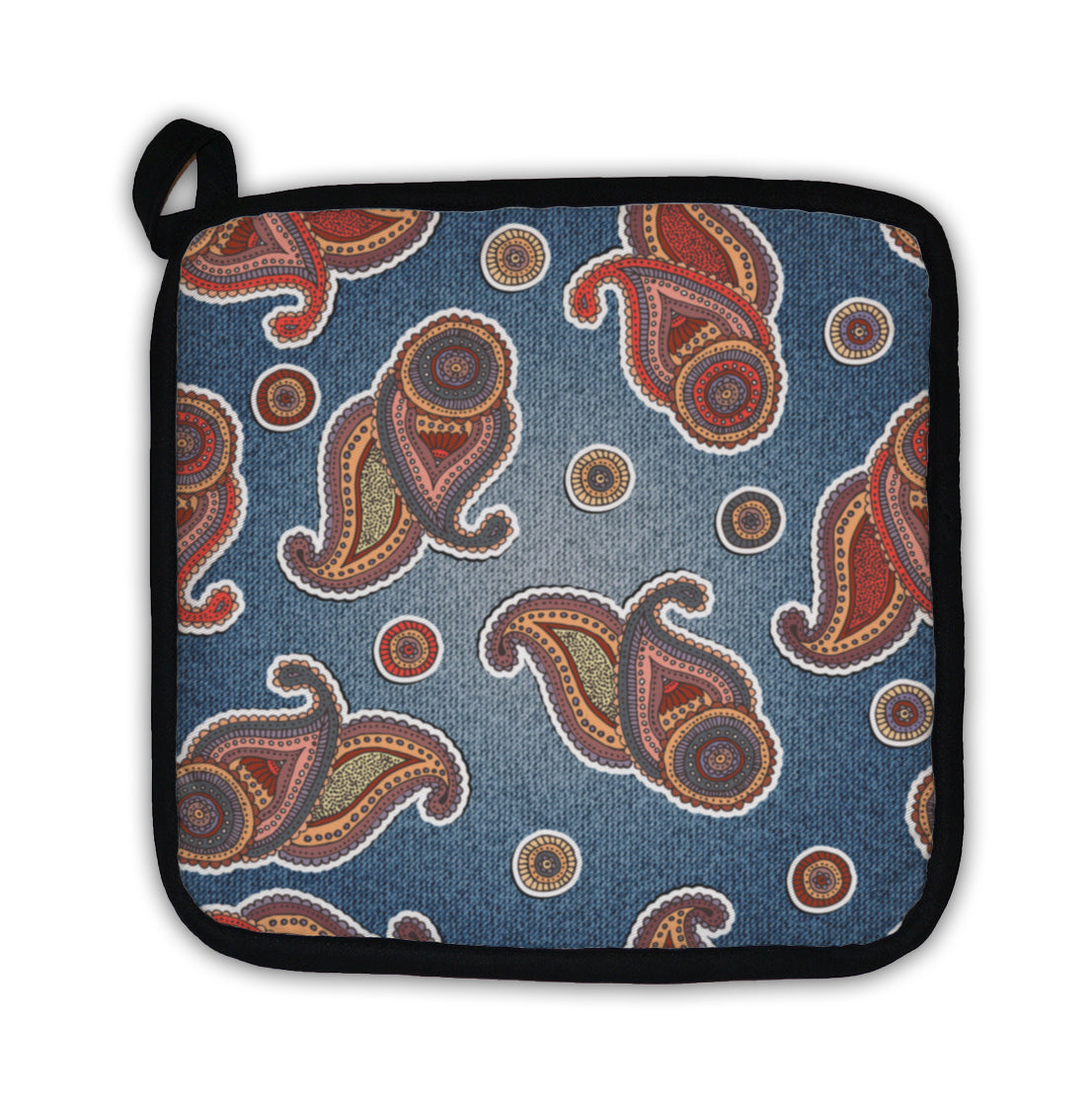 Potholder, Paisley On Denim