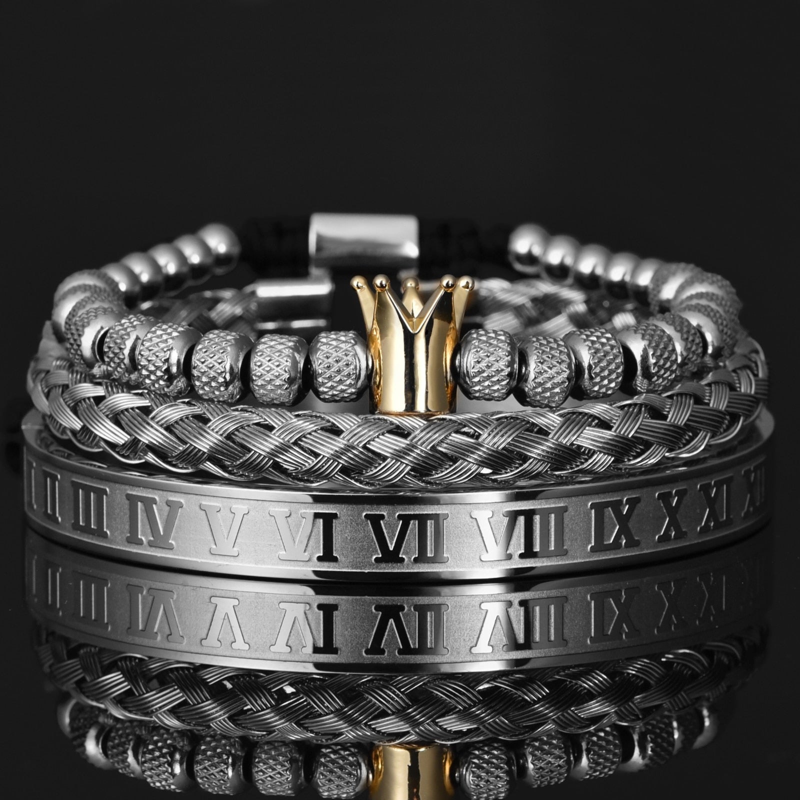 Men Luxury Roman Royal Crown Charm Bracelet