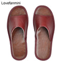 Cow Leather slippers men big sizes Linen home male indoor house for Men&#39;s slippers women man slipper Luxury soft Flat shoes