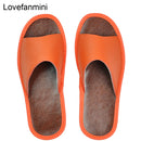 Cow Leather slippers men big sizes Linen home male indoor house for Men&