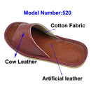 Cow Leather slippers men big sizes Linen home male indoor house for Men&