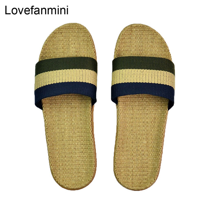 Natural linen slippers summer home indoor sandals men&#39;s women&#39;s unisex spring and autumn couples landing guests flax Non-slip