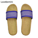 Natural linen slippers summer home indoor sandals men&#39;s women&#39;s unisex spring and autumn couples landing guests flax Non-slip