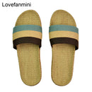 Natural linen slippers summer home indoor sandals men&#39;s women&#39;s unisex spring and autumn couples landing guests flax Non-slip