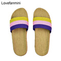 Natural linen slippers summer home indoor sandals men&#39;s women&#39;s unisex spring and autumn couples landing guests flax Non-slip