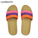Natural linen slippers summer home indoor sandals men&#39;s women&#39;s unisex spring and autumn couples landing guests flax Non-slip