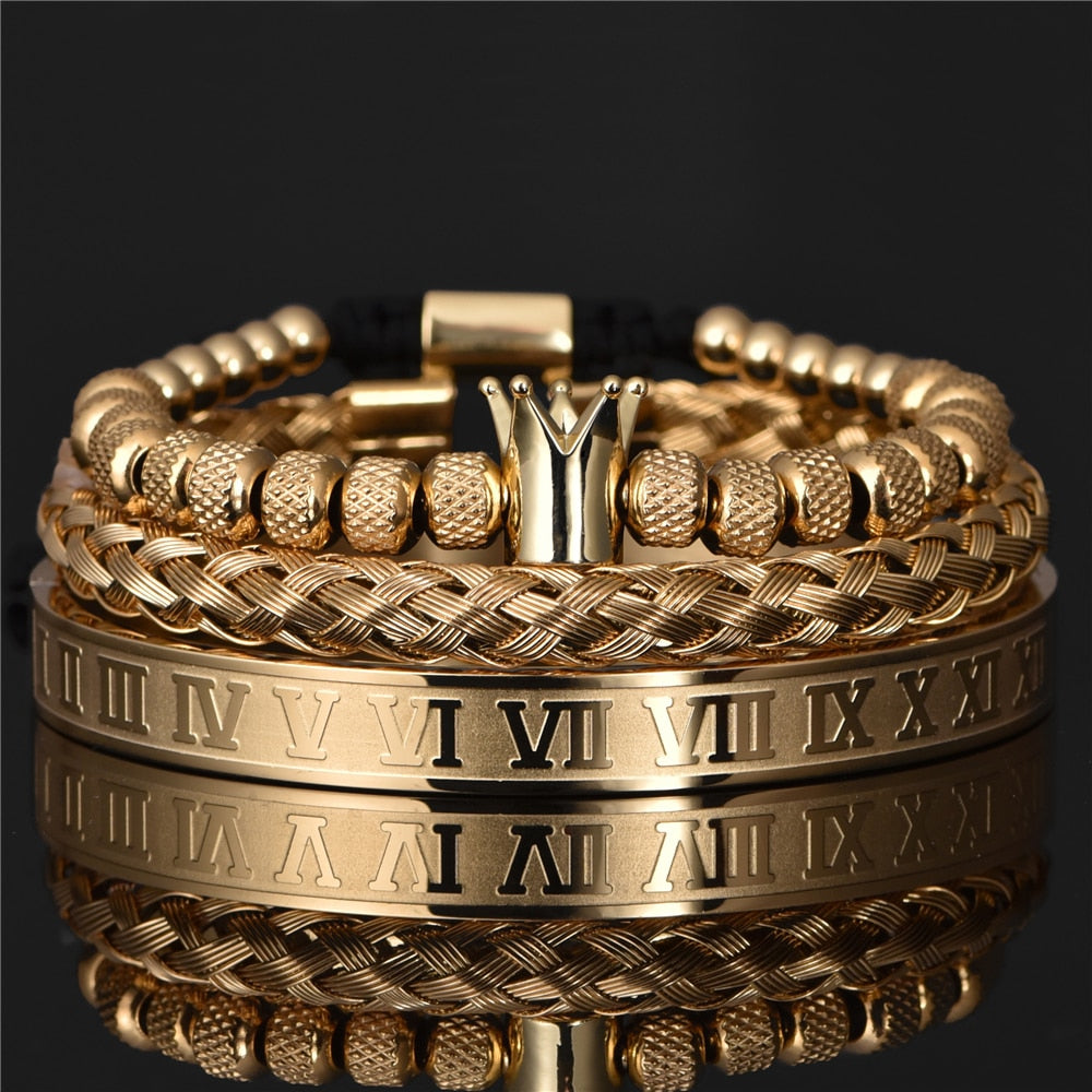 Men Luxury Roman Royal Crown Charm Bracelet
