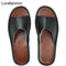 Cow Leather slippers men big sizes Linen home male indoor house for Men&