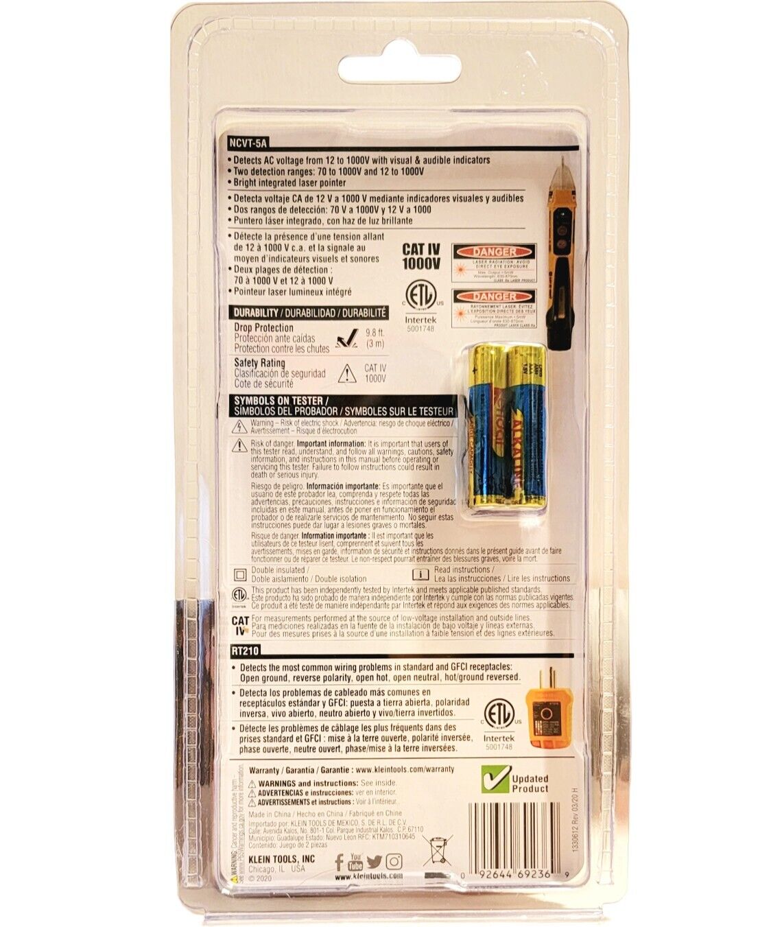 Dual Range NCVT and GFCI Receptacle Tester Electrical Test Kit NCVT5KIT